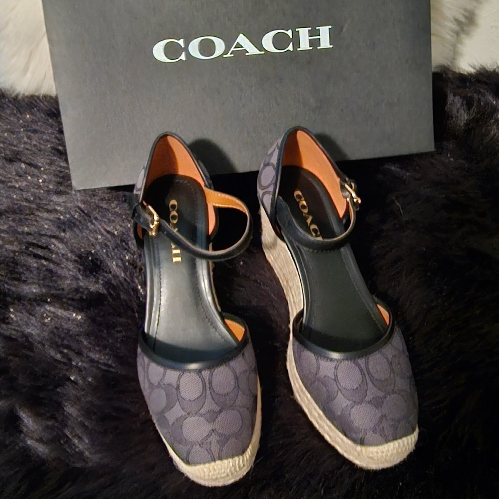 Coach Women's Black Espadrille Wedge Shoes